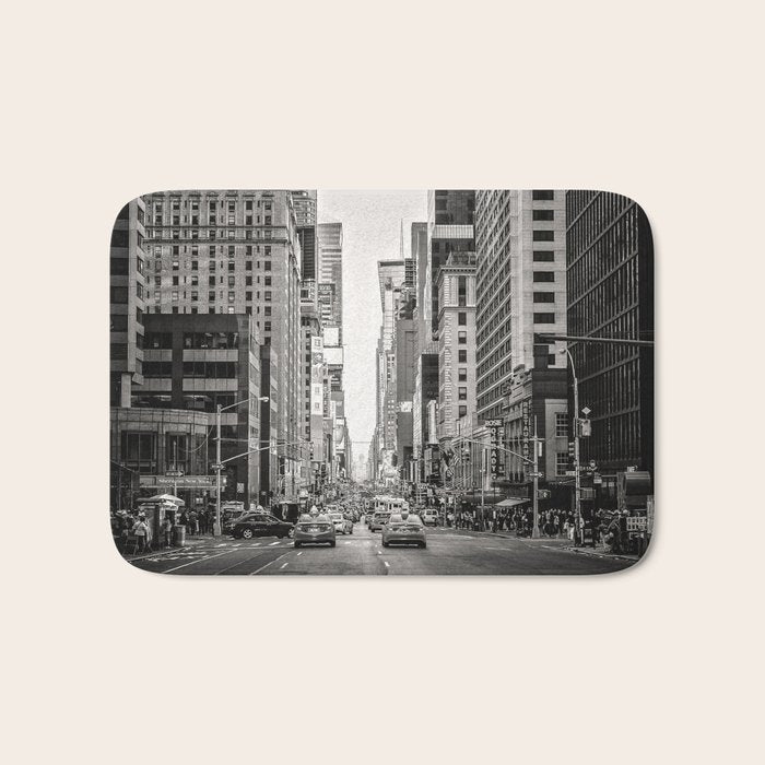 Sunset On 7th (Black And White Version) Bath Mat