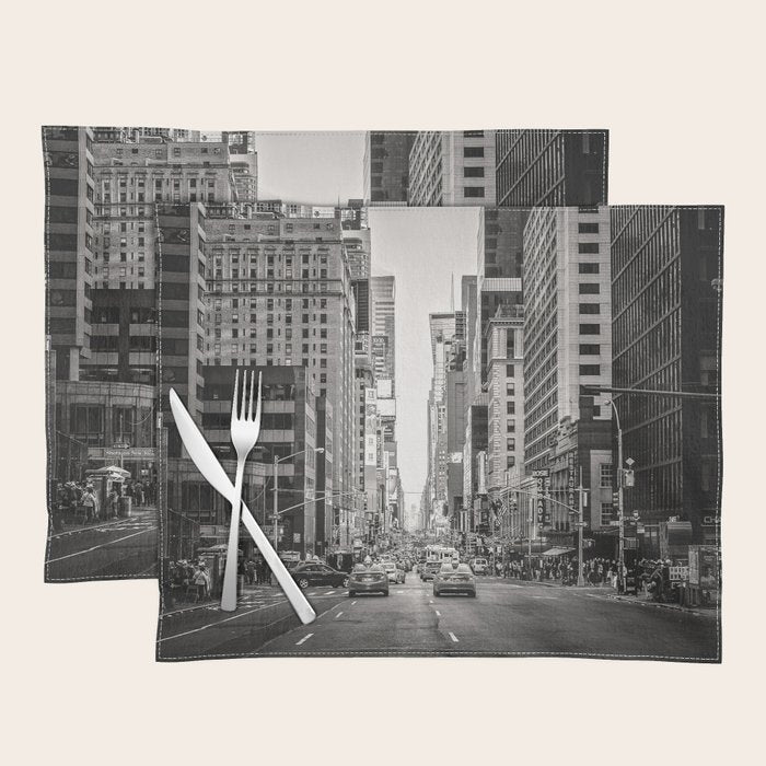 Sunset On 7th (Black And White Version) Placemat
