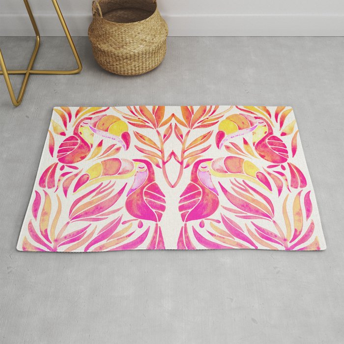 Tropical Toucans - Pink & Melon Ombrã© Rug