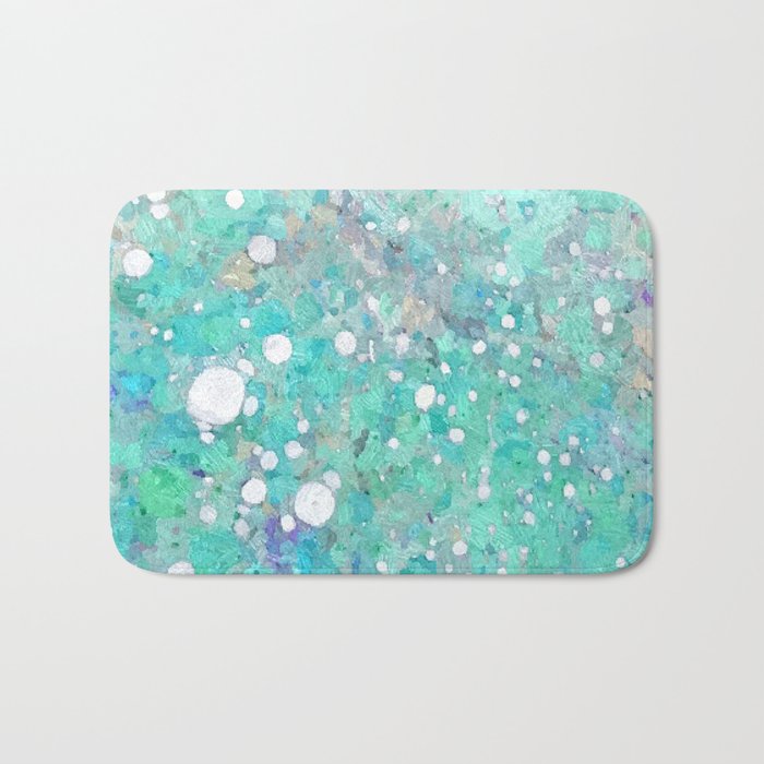 Blue Green Dreamy Marble, Minimal Abstract Pastel Graphic Design Eclectic Bohemian Painting Texture Bath Mat
