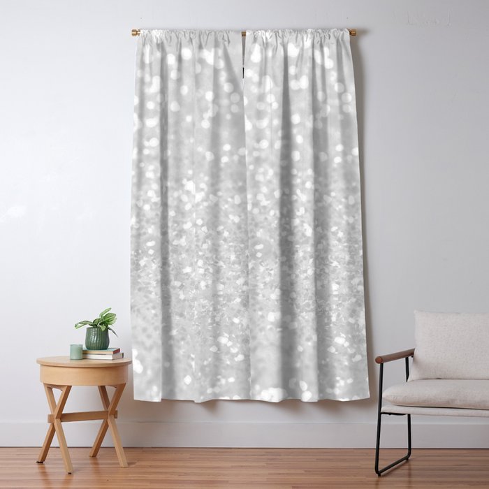 Chic Elegant Glamour White Faux Glitter Window Curtain