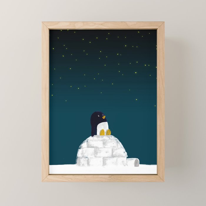 Star Gazing - Penguin'S Dream Of Flying Mini Art Print