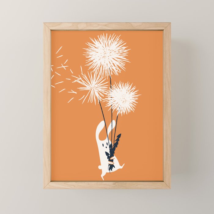 Bunny And Dandelion Bouquet Mini Art Print