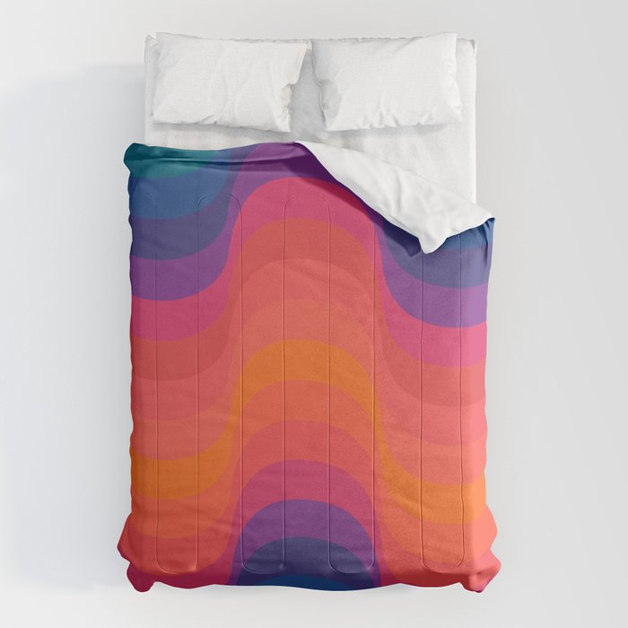 Retro Sacred Geometry | 80s Wavy Vibe Comforter