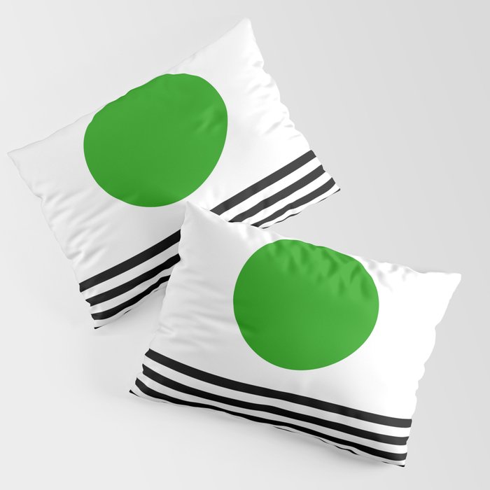 Mid-Century Modern Lime Green Minimalist Sunset Over Striped Waves Pillow Sham