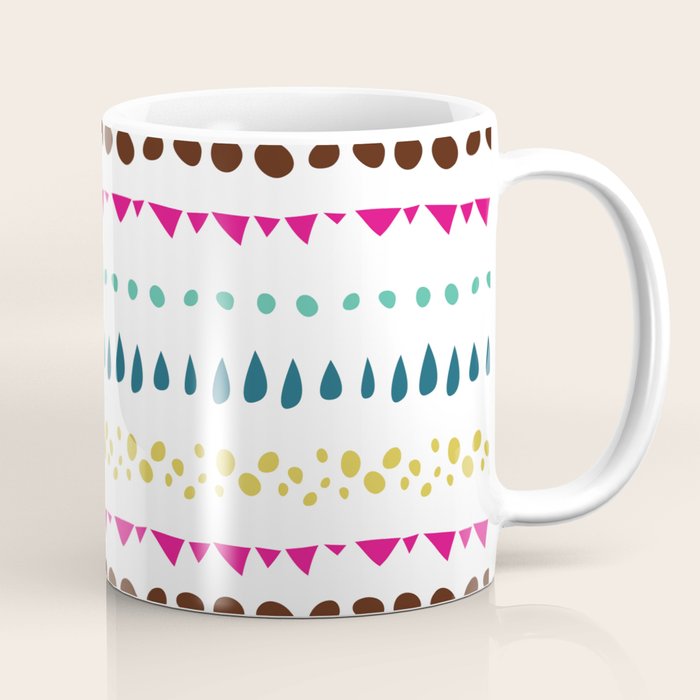 Modern Colorful Pink Orange Polka Dots Stripes Patterns Coffee Mug