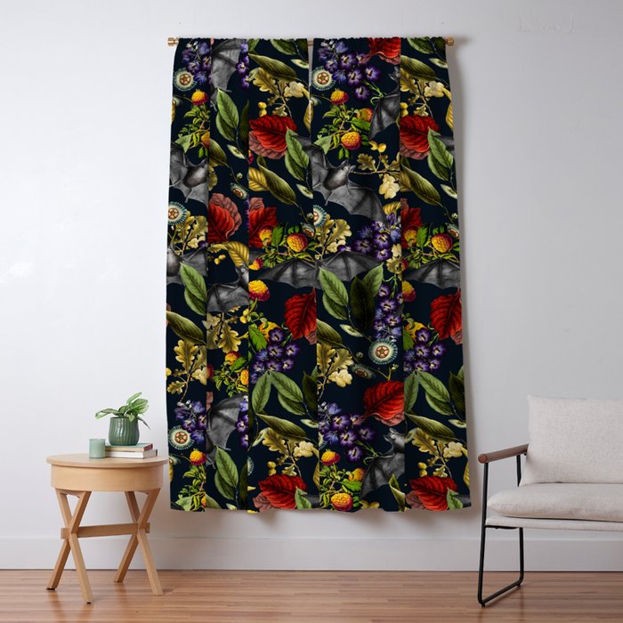 Flying Fox And Floral Pattern Window Curtain