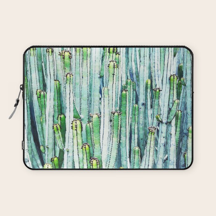 Lost Cactus, Watercolor Nature Painting, Botanical Neutral Illustration Minimal Drawing Jungle Laptop Sleeve