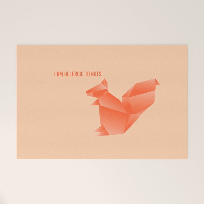 Allergic To Nuts - Origami Orange Squirrel Welcome Mat