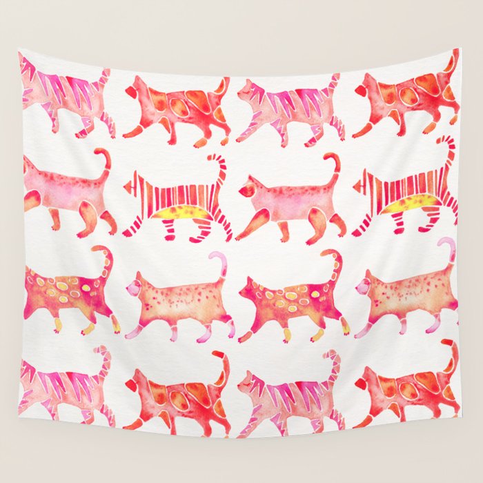 Cat Collection - Pink Palette Wall Tapestry