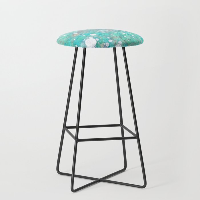 Blue Green Dreamy Marble, Minimal Abstract Pastel Graphic Design Eclectic Bohemian Painting Texture Stool