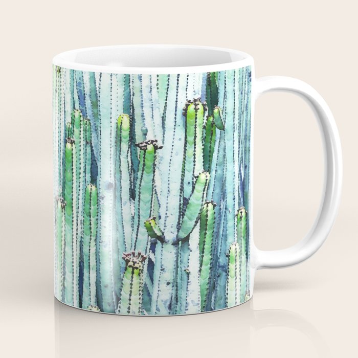 Lost Cactus, Watercolor Nature Painting, Botanical Neutral Illustration Minimal Drawing Jungle Coffee Mug