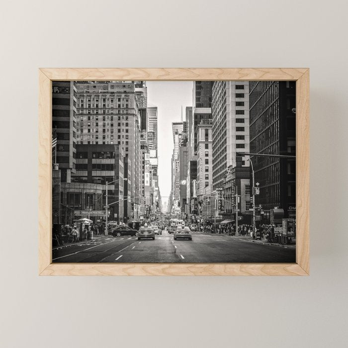 Sunset On 7th (Black And White Version) Mini Art Print