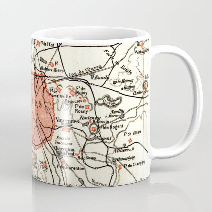 Vintage Paris And Surrounding Area Map (1890) Coffee Mug