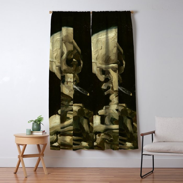 Vincent Van Gogh - Skull Of A Skeleton With Burning Cigarette Window Curtain