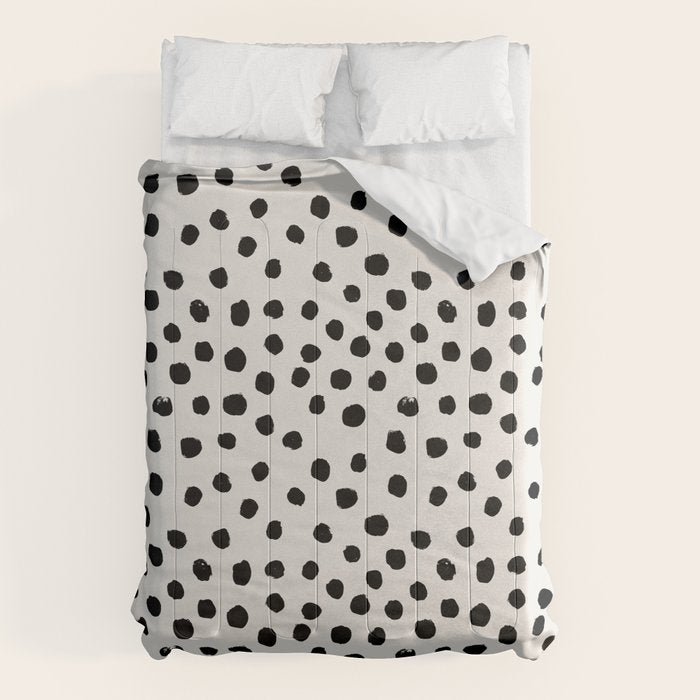 Preppy Brushstroke Free Polka Dots Black And White Spots Dots Dalmation Animal Spots Design Minimal Comforter