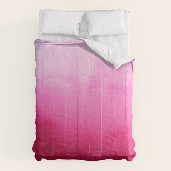 Modern Fuchsia Watercolor Paint Brushtrokes Comforter