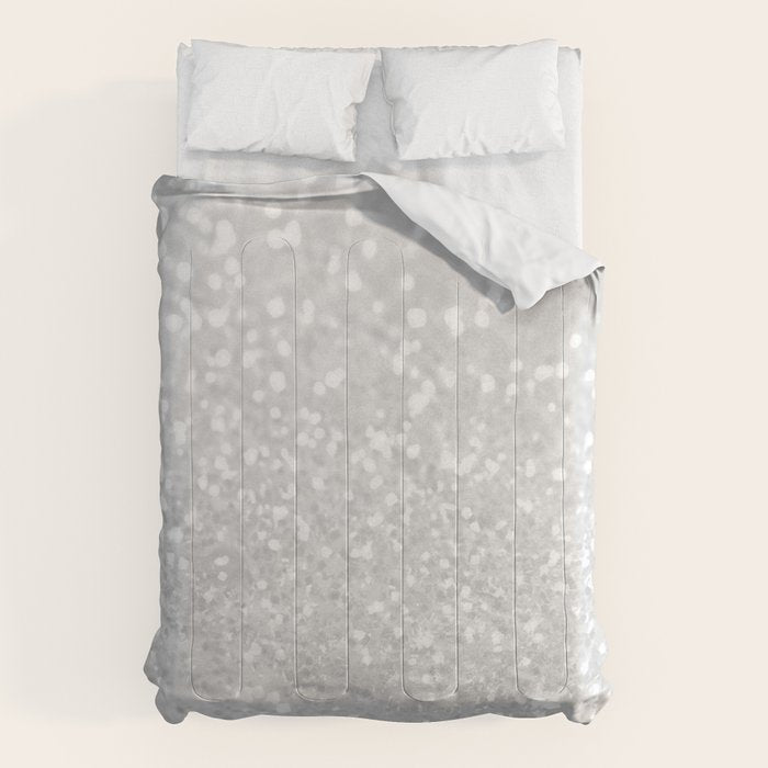 Chic Elegant Glamour White Faux Glitter Comforter