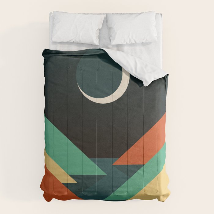 Quiet Stream Under Crescent Moon Comforter