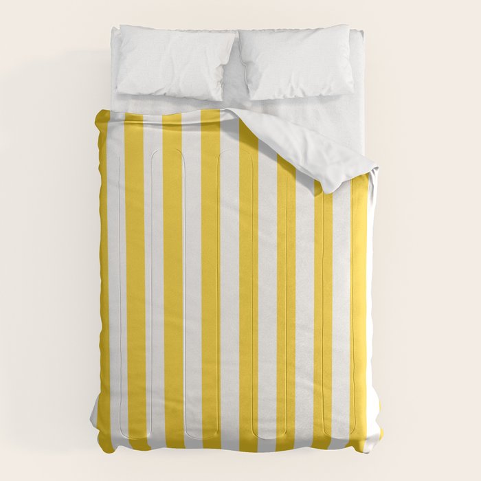 Large Taxi Yellow And White Cabana Stripe Comforter
