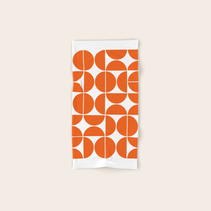 Mid Century Modern Geometric 04 Orange Bath Towel
