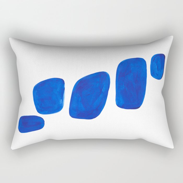 Mid Century Vintage Abstract Minimalist Colorful Pop Art Indigenous Phthalo Blue Pebbles Stacked Rectangular Pillow