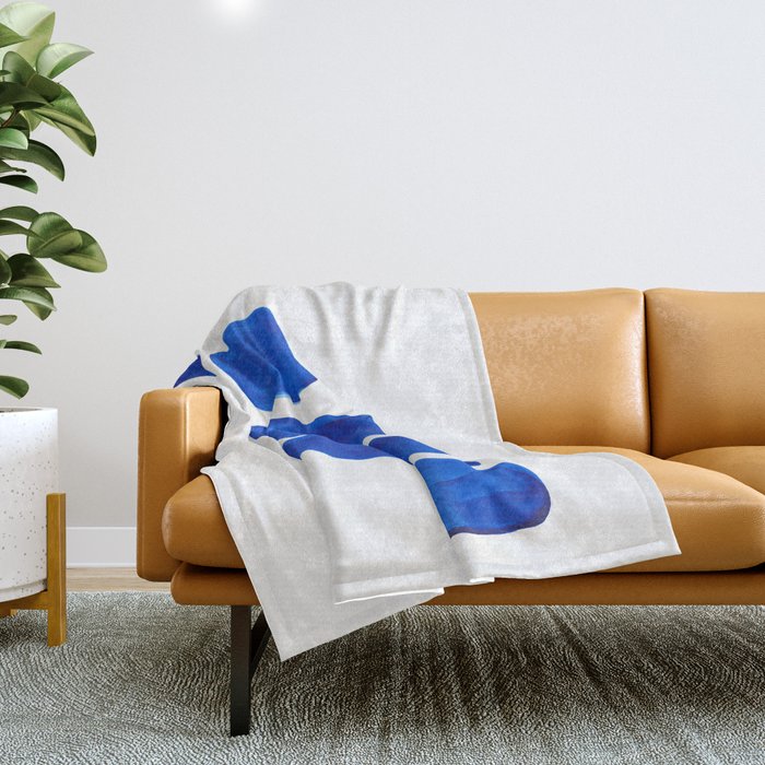Mid Century Vintage Abstract Minimalist Colorful Pop Art Indigenous Phthalo Blue Pebbles Stacked Throw Blanket