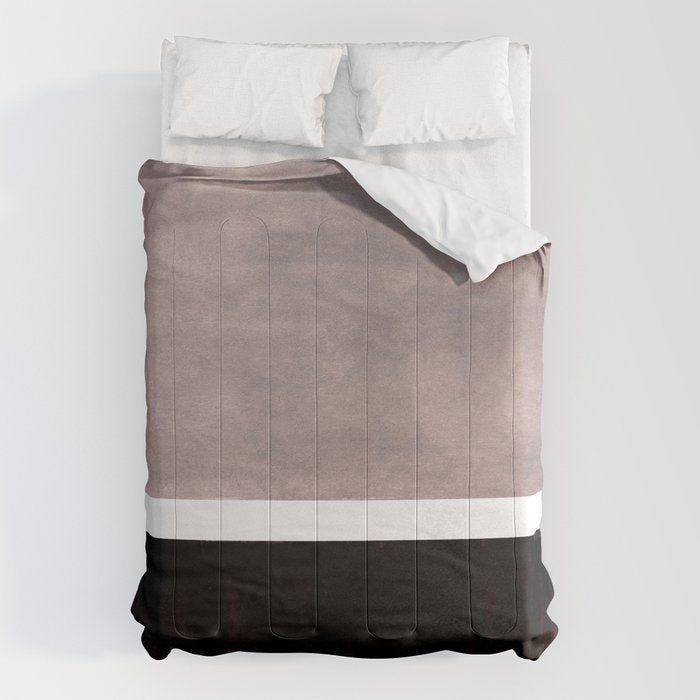 Mid Century Modern Minimalist Art Colorblock Rothko Inspired Squares Grey And Black Simple Abstract Comforter