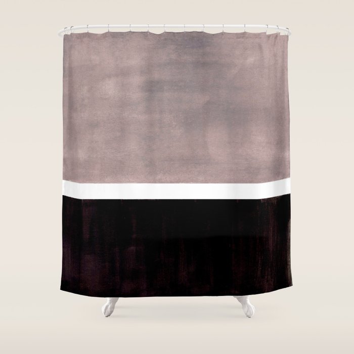 Mid Century Modern Minimalist Art Colorblock Rothko Inspired Squares Grey And Black Simple Abstract Shower Curtain