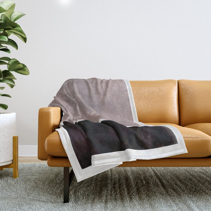 Mid Century Modern Minimalist Art Colorblock Rothko Inspired Squares Grey And Black Simple Abstract Throw Blanket