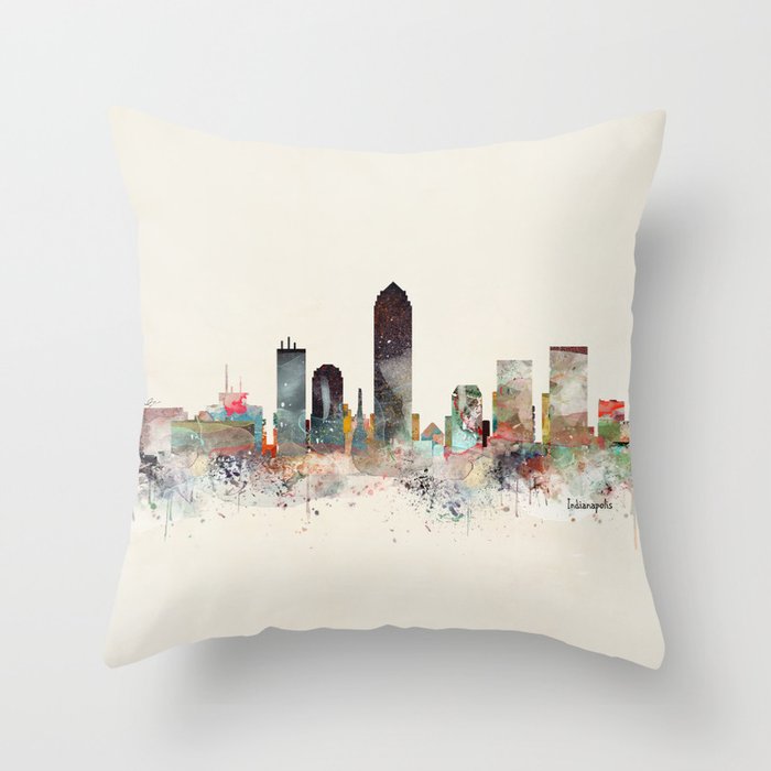 Indianapolis Indiana Skyline Throw Pillow