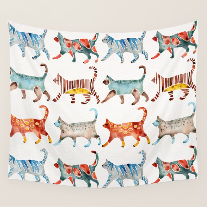 Cat Collection: Watercolor Wall Tapestry