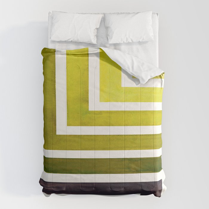 Olive Green Mid Century Modern Watercolor Colorful Ancient Aztec Art Pattern Minimalist Geometric Pa Comforter