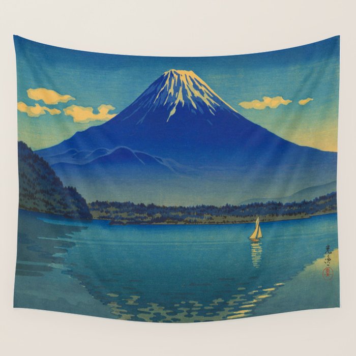 Tsuchiya Koitsu Vintage Japanese Woodblock Print Mount Fuji Wall Tapestry