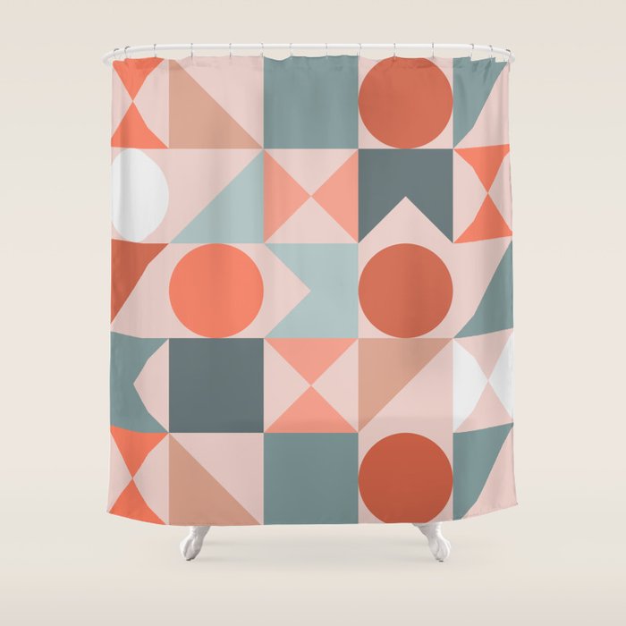 Mid Century Modern  Geometric 06 Shower Curtain