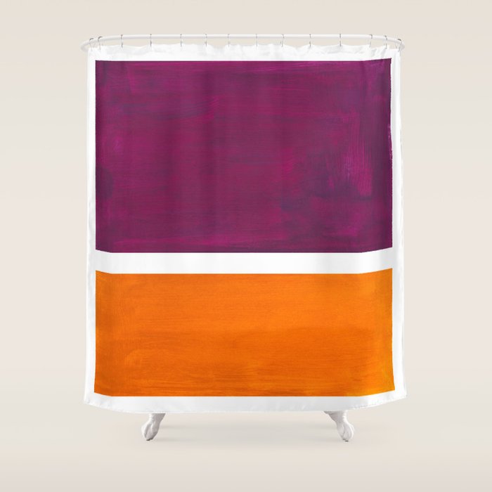 Purple Wine Yellow Ochremid Century Modern Abstract Minimalist Rothko Color Field Squares Shower Curtain