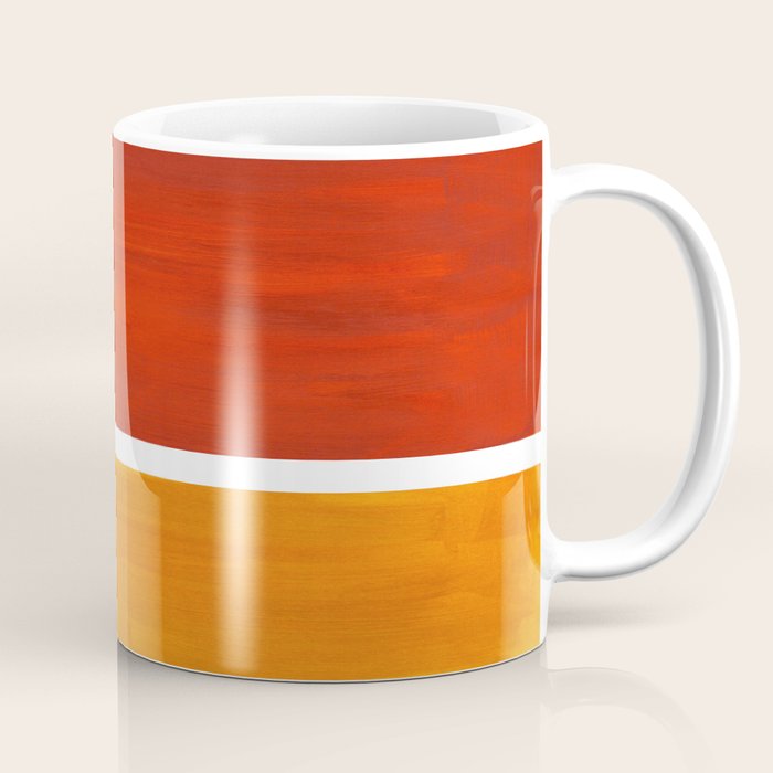 Burnt Orange Yellow Ochre Mid Century Modern Abstract Minimalist Rothko Color Field Squares Coffee Mug