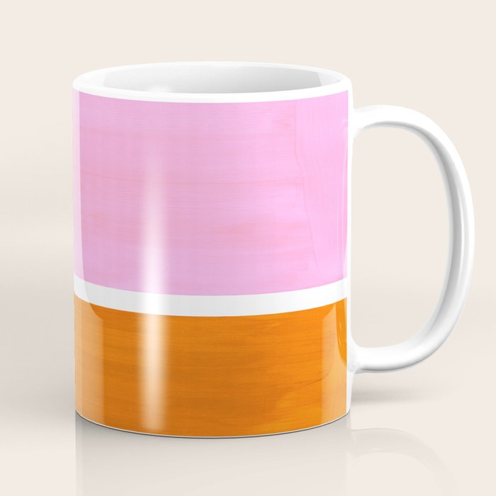 Pastel Neon Pink Yellow Ochre Mid Century Modern Abstract Minimalist Rothko Color Field Squares Coffee Mug