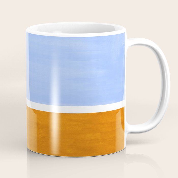 Pastel Royal Blue Yellow Ochre Mid Century Modern Abstract Minimalist Rothko Color Field Squares Coffee Mug