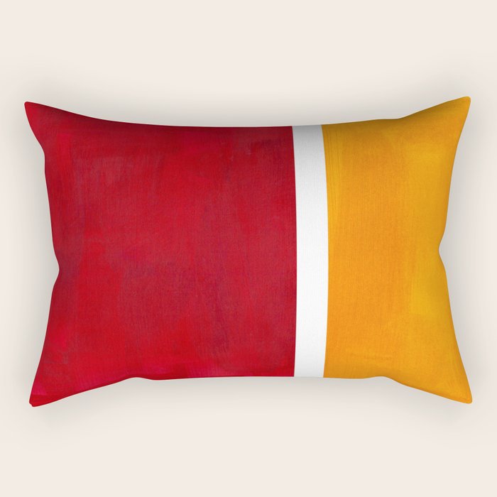 Burnt Red Yellow Ochre Mid Century Modern Abstract Minimalist Rothko Color Field Squares Rectangular Pillow