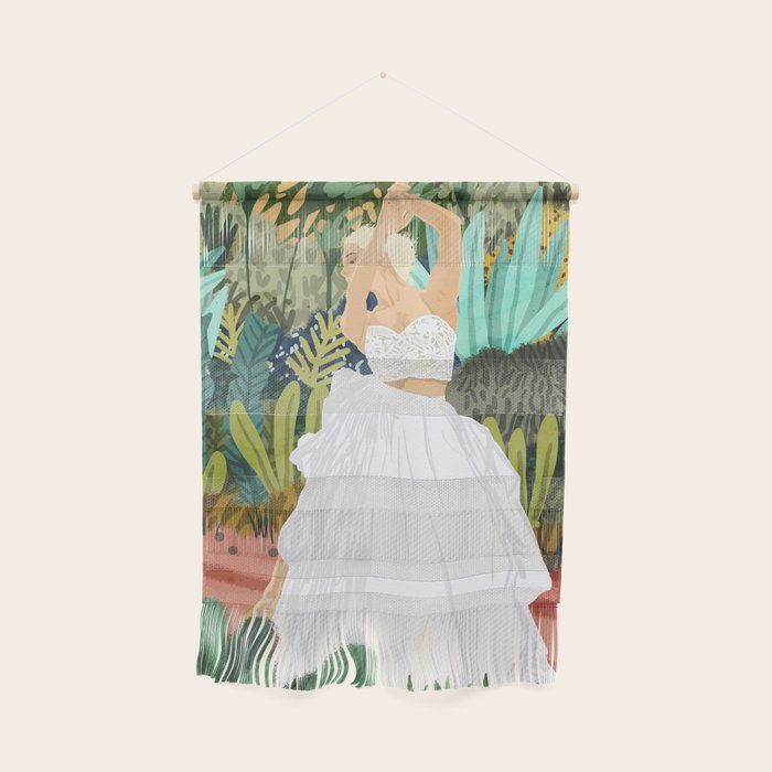 Forest Bride | Jungle Wedding Painting | Travel Solo | Blonde Woman Dancing Joy Wall Hanging