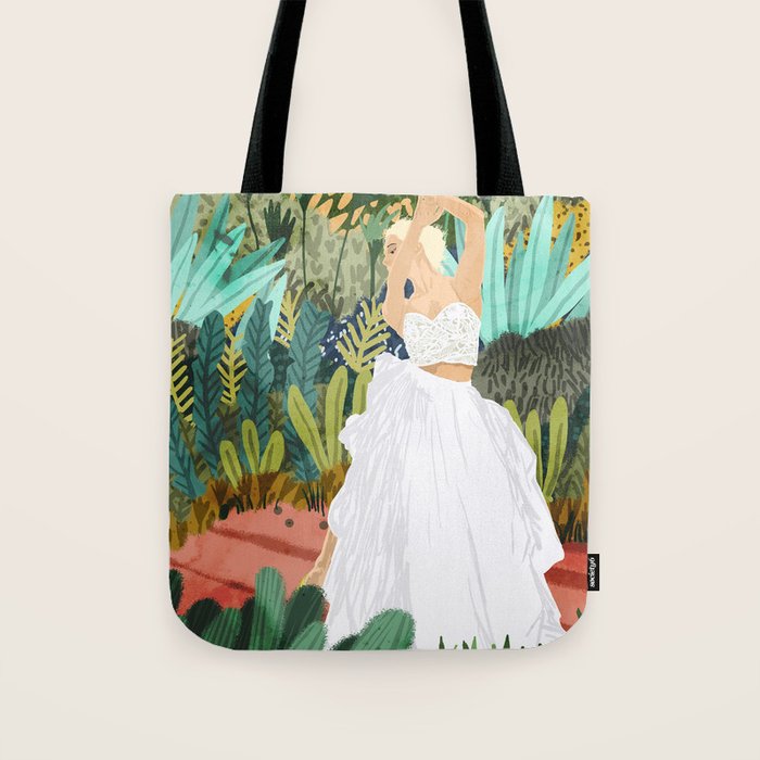 Forest Bride | Jungle Wedding Painting | Travel Solo | Blonde Woman Dancing Joy Tote Bag