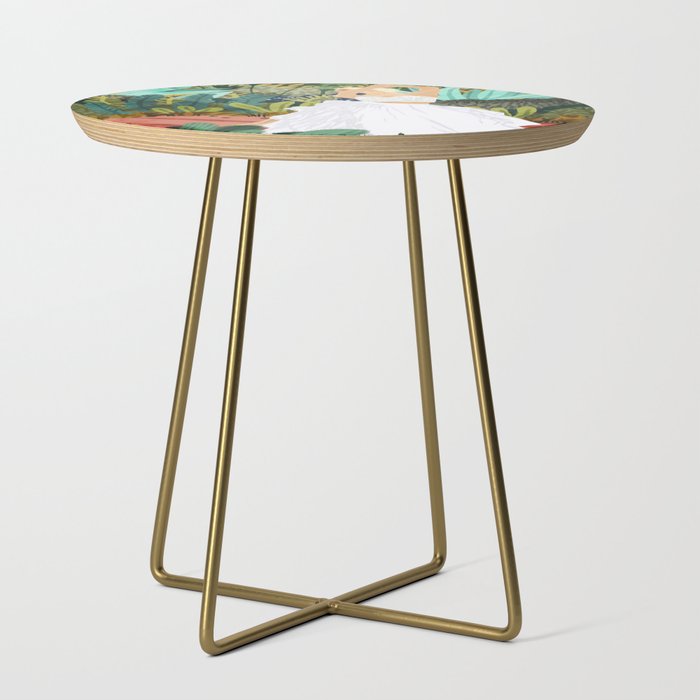 Forest Bride | Jungle Wedding Painting | Travel Solo | Blonde Woman Dancing Joy Side Table