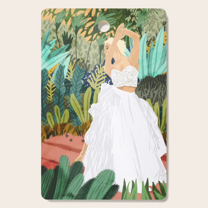 Forest Bride | Jungle Wedding Painting | Travel Solo | Blonde Woman Dancing Joy Cutting Board