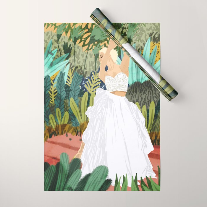 Forest Bride | Jungle Wedding Painting | Travel Solo | Blonde Woman Dancing Joy Wrapping Paper