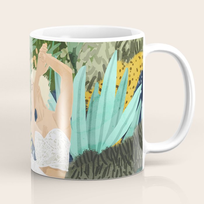 Forest Bride | Jungle Wedding Painting | Travel Solo | Blonde Woman Dancing Joy Coffee Mug