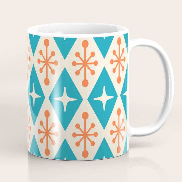 Mid Century Modern Atomic Age Googie Pattern 107 Turquoise And Orange Coffee Mug