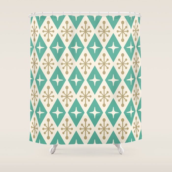 Mid Century Modern Atomic Triangle Pattern 105 Shower Curtain