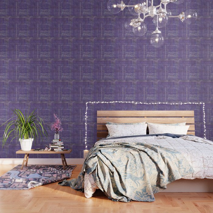 Tribal Ethnic Pattern Silver On  Purple Wallpaper