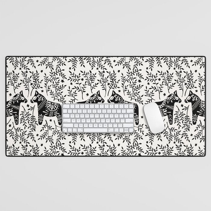 Swedish Dala Horses - Black Palette Desk Mat